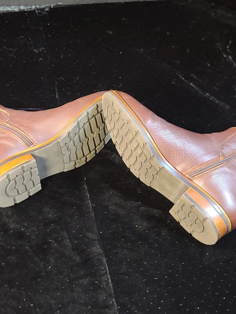Brown Leather Ankle Booties with Side Elastic Panel